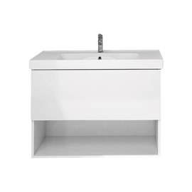 Тумба Dreja PERFECTO, 60 см, 1 ящик, push-to-open, белый глянец и раковина Грэйс 60 см, 99.0806 + 641587 - фото, отзывы, цена